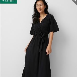 Sheer black summer faux wrap maxi dress / beach cover-up 100% organic cotton
